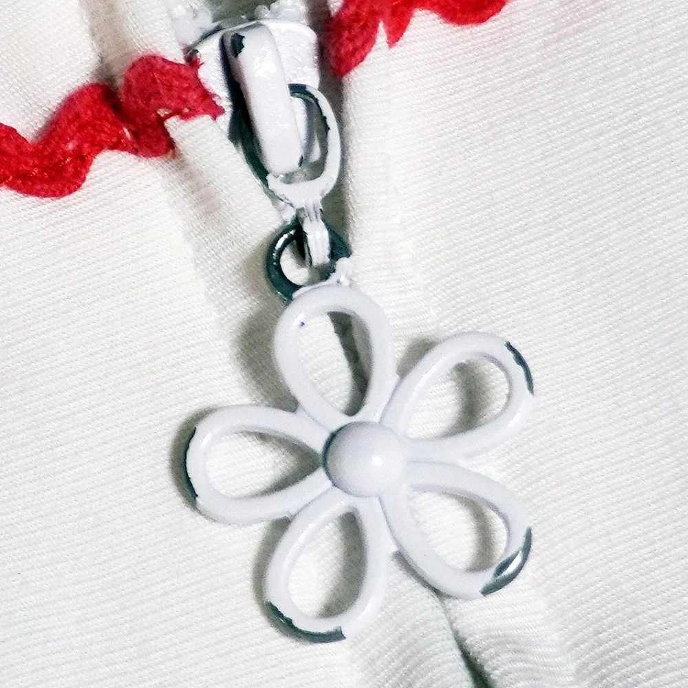Alfred Dunner Vintage 00s‎ White Embroidered Floral Ladybug Zip Jacket 1X Retro